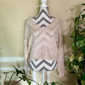 Lelis Collection Off The Shoulder V Neck Sweater - Size Medium